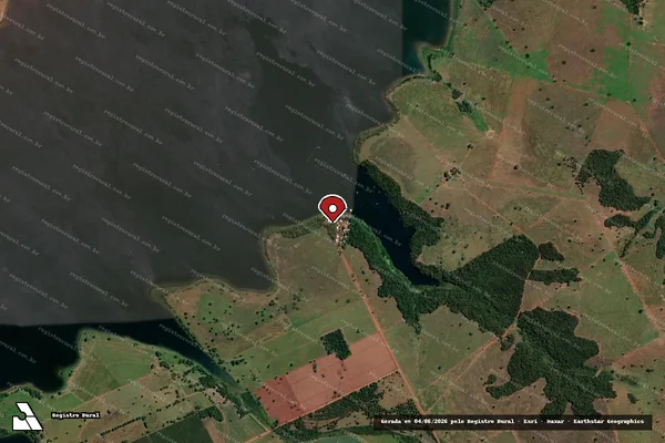 Imagem de satélite de Infração Ambiental em Santa Clara D'Oeste - SP (marcador da localização)
