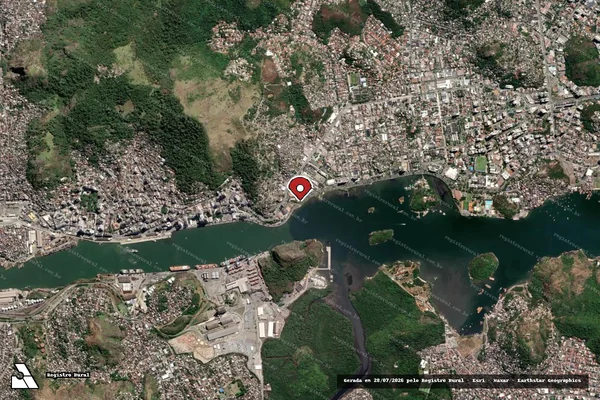 Imagem de satélite de Infração Ambiental em Vitória - ES (marcador da localização)