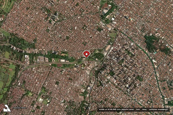 Imagem de satélite de Infração Ambiental em Ribeirão Preto - SP (marcador da localização)