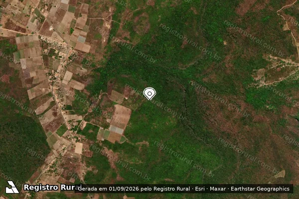 Imagem de satélite de Infração da Flora em Ipu - CE (marcador da localização)
