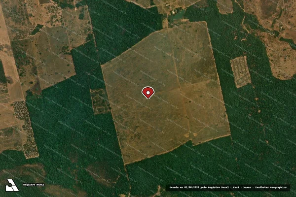 Imagem de satélite de Infração Ambiental em Nova Santa Helena - MT (marcador da localização)