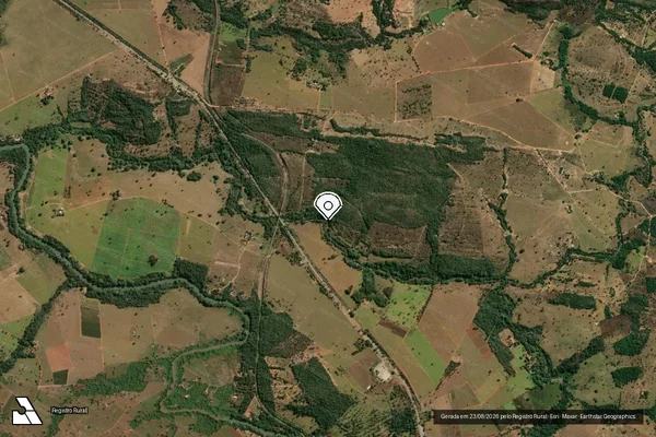 Imagem de satélite de Infração Ambiental em Jaraguá - GO (marcador da localização)