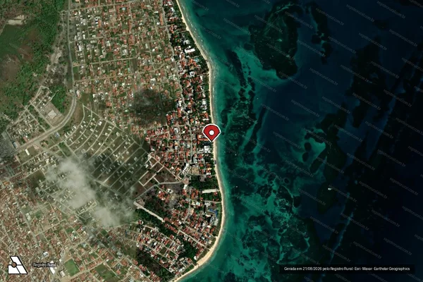 Imagem de satélite de Infração Ambiental em Tamandaré - PE (marcador da localização)