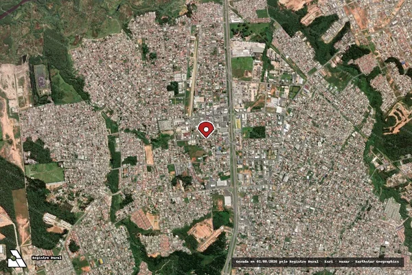 Imagem de satélite de Infração Ambiental em Fazenda Rio Grande - PR (marcador da localização)