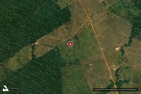 Imagem de satélite de Infração Ambiental em Lábrea - AM (marcador da localização)