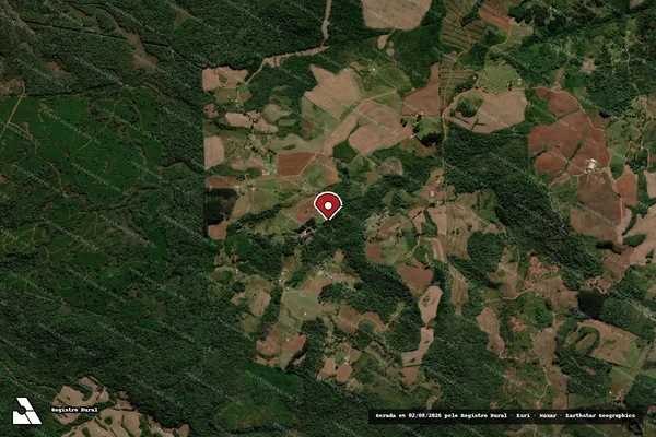 Imagem de satélite de Infração Ambiental em Guarapuava - PR (marcador da localização)