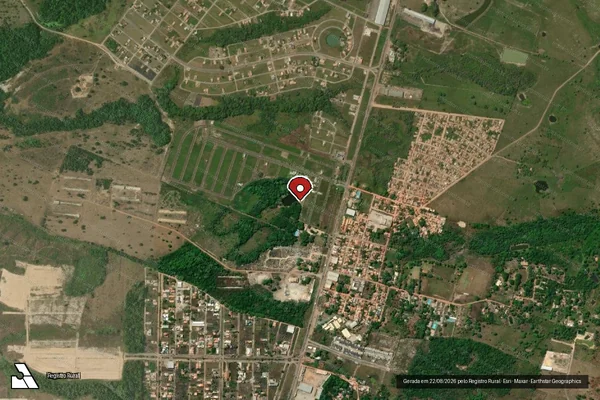Imagem de satélite de Infração Ambiental em Marabá - PA (marcador da localização)