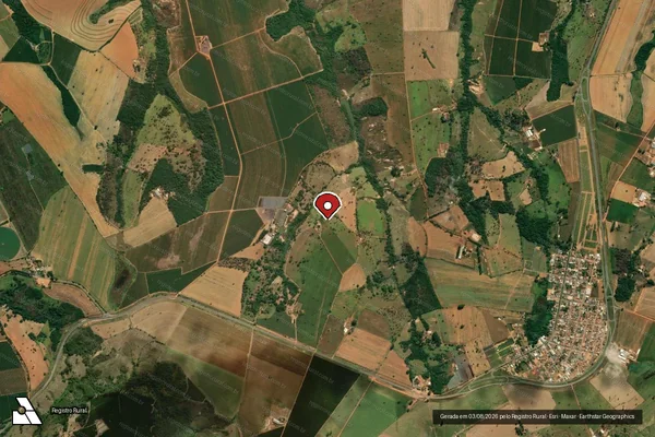 Imagem de satélite de Infração Ambiental em Patos de Minas - MG (marcador da localização)