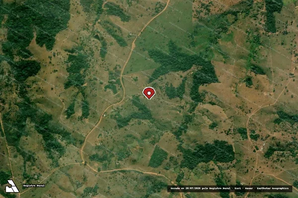 Imagem de satélite de Desmatamento em Assis Brasil - AC (marcador da localização)