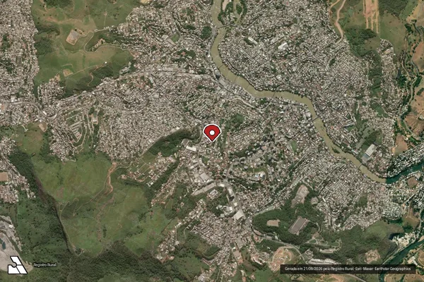 Imagem de satélite de Infração Ambiental em Cachoeiro de Itapemirim - ES (marcador da localização)