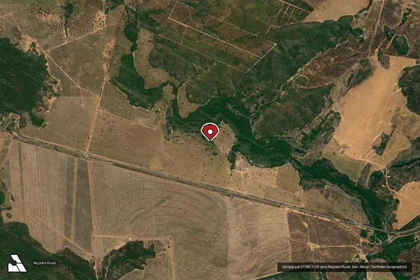 Imagem de satélite de Infração Ambiental em Araguaiana - MT (marcador da localização)