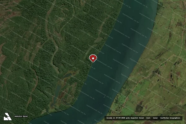 Imagem de satélite de Infração Ambiental em Três Lagoas - MS (marcador da localização)