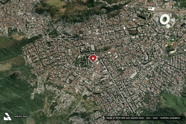 Imagem de satélite de Infração Ambiental em Rio de Janeiro - RJ (marcador da localização)