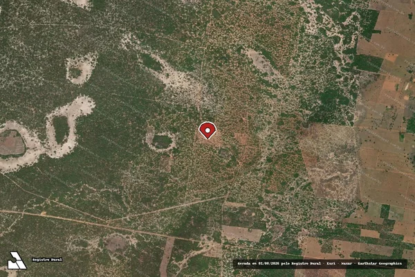 Imagem de satélite de Infração Ambiental em Carinhanha - BA (marcador da localização)