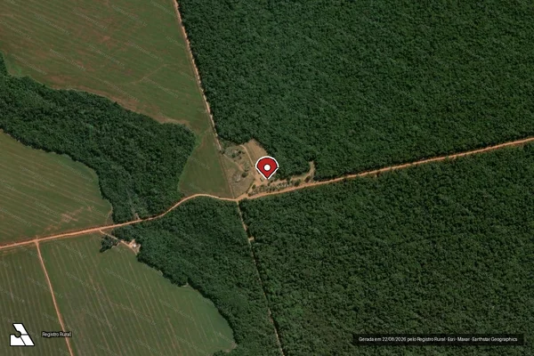 Imagem de satélite de Infração da Flora em Marcelândia - MT (marcador da localização)