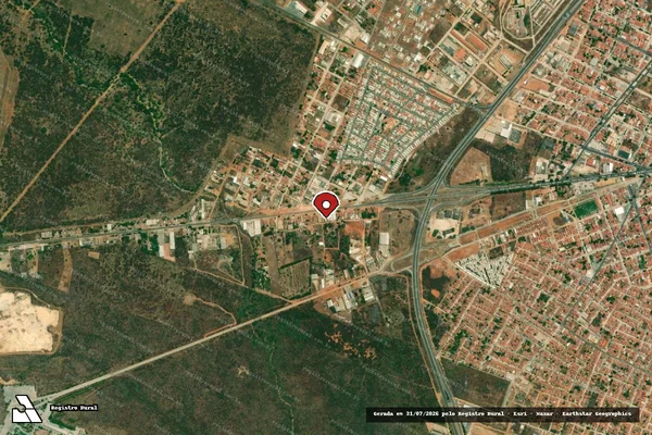 Imagem de satélite de Infração Ambiental em Mossoró - RN (marcador da localização)