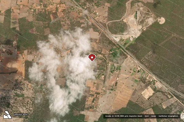 Imagem de satélite de Desmatamento em Ouricuri - PE (marcador da localização)