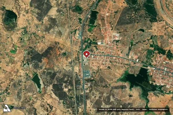 Imagem de satélite de Infração Ambiental em Penaforte - CE (marcador da localização)