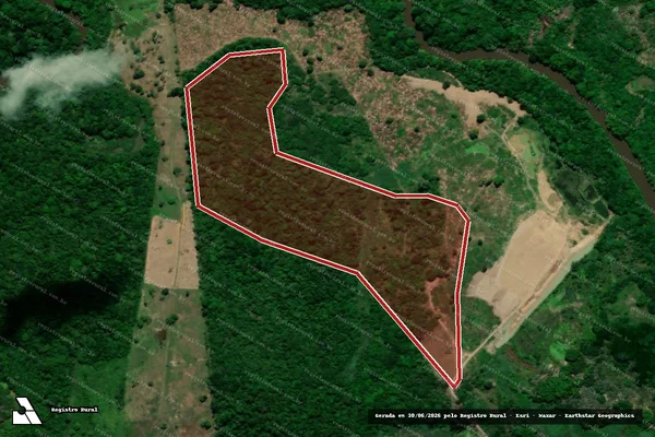 Imagem de satélite — Embargo IBAMA — Infração da Flora — Teixeira de Freitas/BA