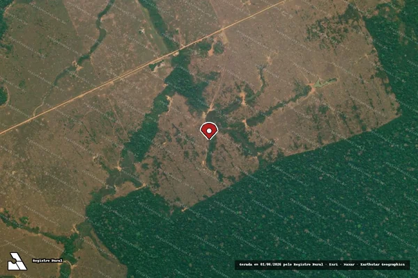 Imagem de satélite de Desmatamento em Boca do Acre - AM (marcador da localização)