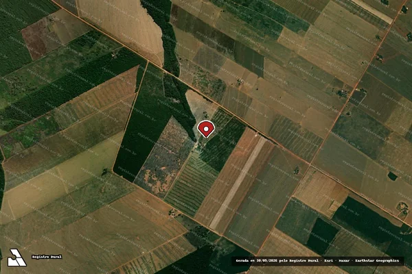 Imagem de satélite de Infração Ambiental em Nova Ubiratã - MT (marcador da localização)