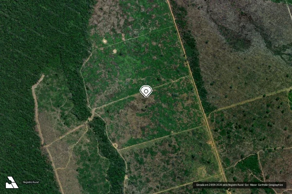 Imagem de satélite de Infração da Flora em Lábrea - AM (marcador da localização)