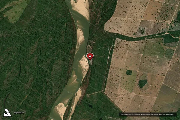 Imagem de satélite de Infração da Flora em Aruanã - GO (marcador da localização)