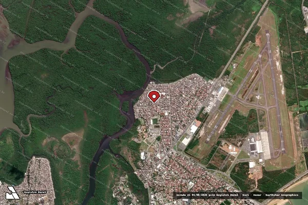 Imagem de satélite de Infração Ambiental em Vitória - ES (marcador da localização)