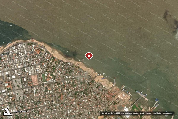 Imagem de satélite de Infração Ambiental em Santarém - PA (marcador da localização)