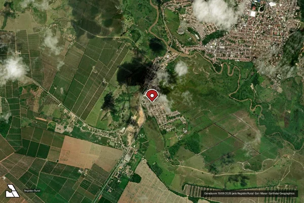 Imagem de satélite de Infração Ambiental em Itamaraju - BA (marcador da localização)
