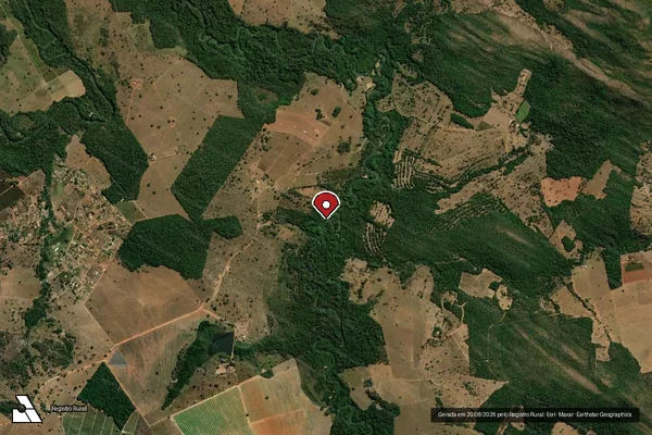 Imagem de satélite de Desmatamento em Jaraguá - GO (marcador da localização)