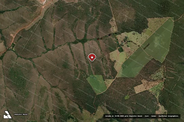Imagem de satélite de Infração da Flora em Paracatu - MG (marcador da localização)