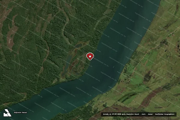 Imagem de satélite de Infração da Flora em Três Lagoas - MS (marcador da localização)
