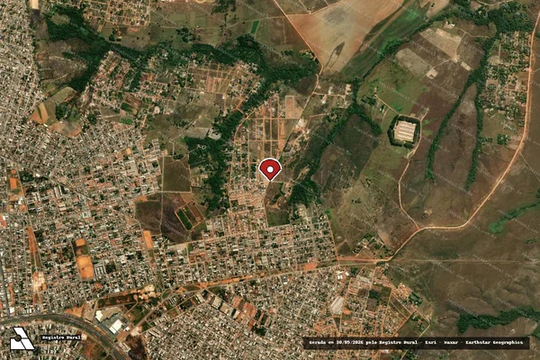 Imagem de satélite de Infração Ambiental em Águas Lindas de Goiás - GO (marcador da localização)