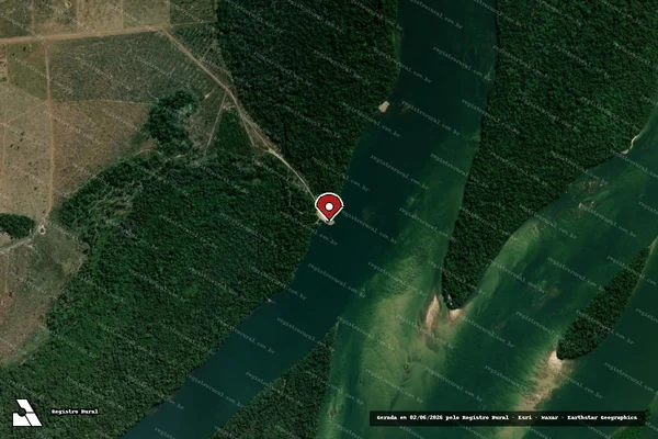 Imagem de satélite de Infração Ambiental em Cotriguaçu - MT (marcador da localização)