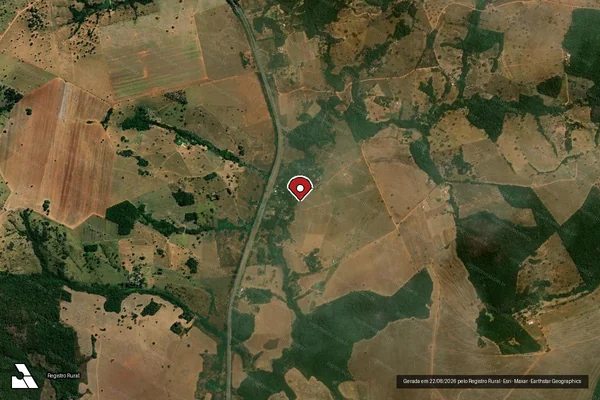 Imagem de satélite de Infração Ambiental em Piracanjuba - GO (marcador da localização)