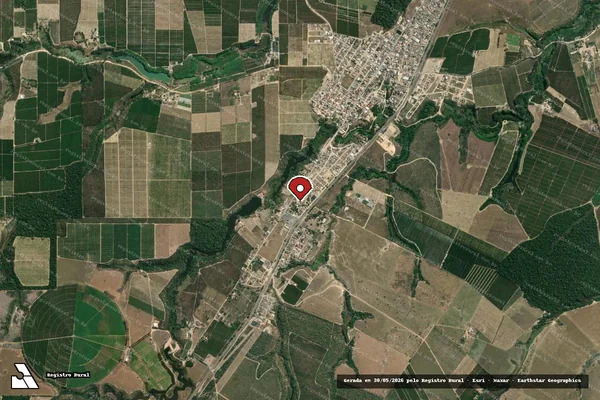 Imagem de satélite de Infração da Flora em Aracruz - ES (marcador da localização)