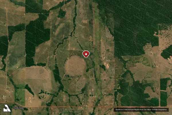 Imagem de satélite de Infração da Flora em Parecis - RO (marcador da localização)