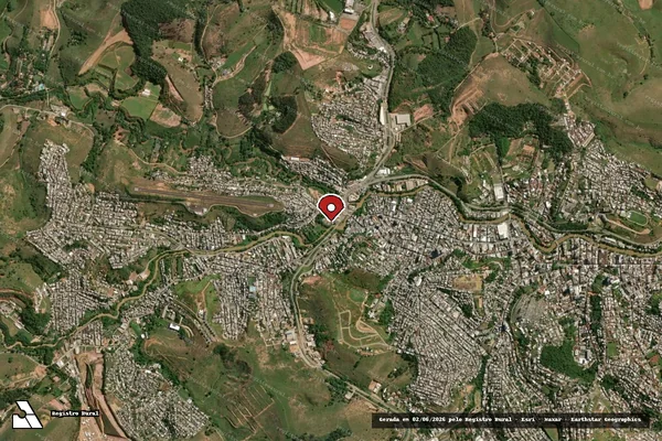 Imagem de satélite de Infração da Fauna em Muriaé - MG (marcador da localização)