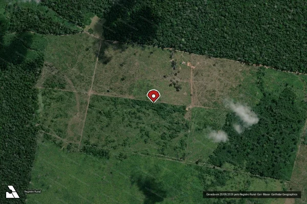 Imagem de satélite de Infração Ambiental em Humaitá - AM (marcador da localização)