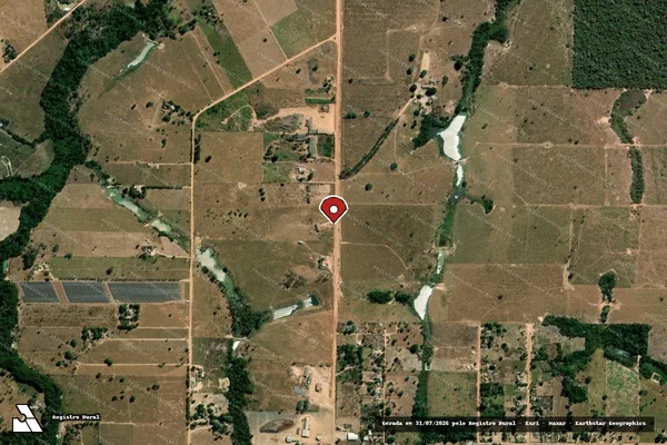 Imagem de satélite de Infração Ambiental em Paranaíta - MT (marcador da localização)