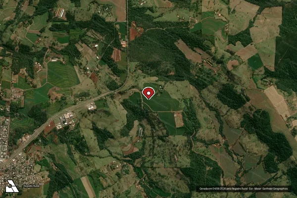 Imagem de satélite de Infração da Flora em Matelândia - PR (marcador da localização)