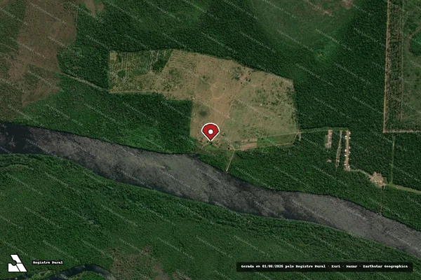 Imagem de satélite de Infração da Flora em São Francisco do Guaporé - RO (marcador da localização)