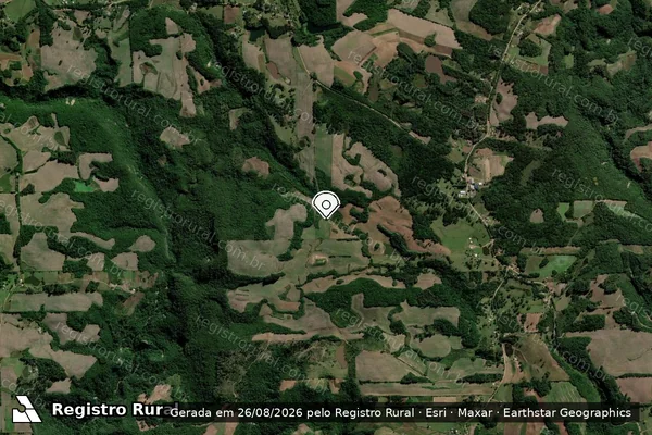Imagem de satélite de Infração da Flora em Paraíso do Sul - RS (marcador da localização)