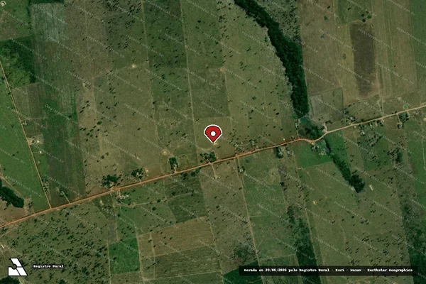 Imagem de satélite de Infração da Flora em Nova Mamoré - RO (marcador da localização)