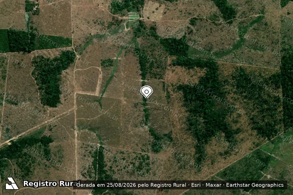 Imagem de satélite de Infração Ambiental em Juína - MT (marcador da localização)