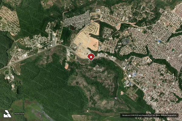 Imagem de satélite de Infração Ambiental em Porto Seguro - BA (marcador da localização)