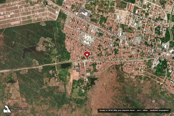 Imagem de satélite de Infração Ambiental em Itapipoca - CE (marcador da localização)