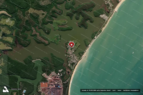 Imagem de satélite de Infração da Fauna em Anchieta - ES (marcador da localização)
