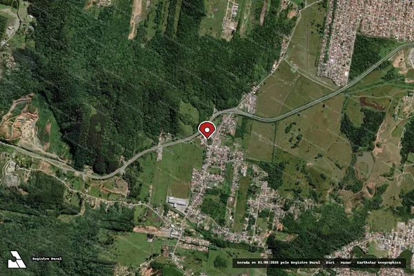 Imagem de satélite de Infração Ambiental em Penha - SC (marcador da localização)